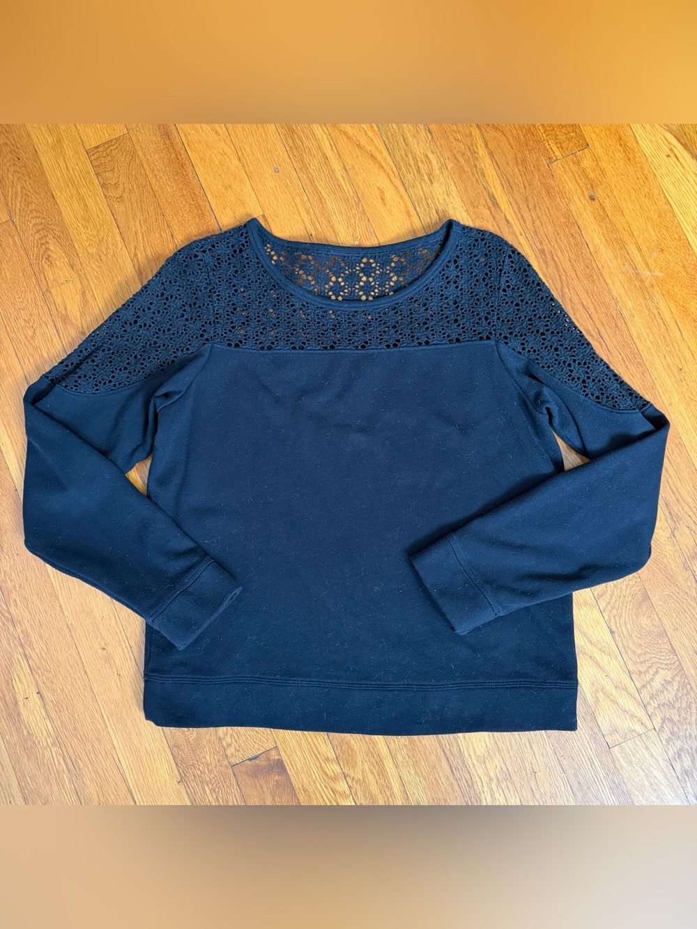 Express Black Lace-Yoke Sweatshirt Medium